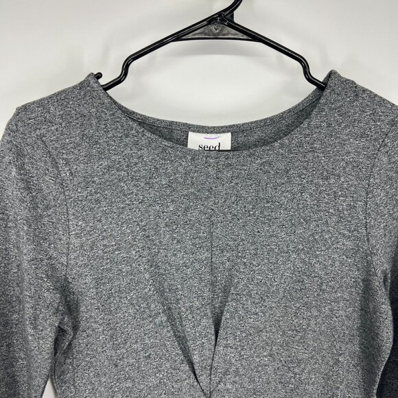 Seed Heritage Dress Gray Twist Front Stretch 3/4 Sleeve NWT - Picture 2 of 9